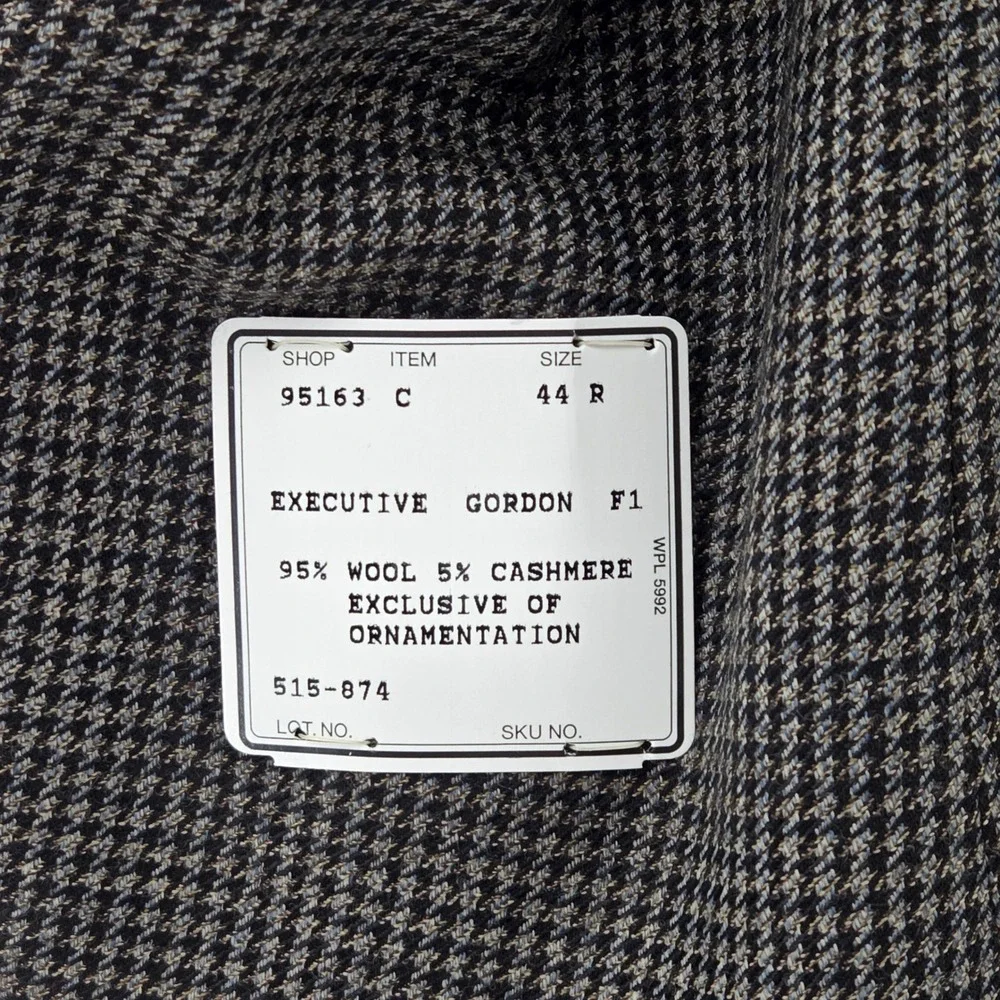Jos A Bank‎ Executive Collection Wool Cashmere Blazer Houndstooth Olive Gray 44R